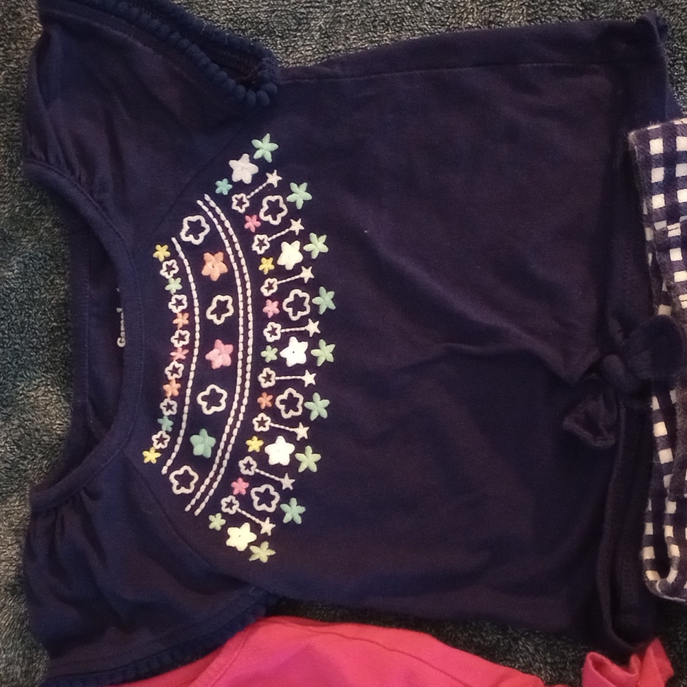 EUC 2 Outfits Girls Summer Lot Size 24M / 2T Flowers Plaid - Picture 4 of 5